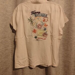 Tommy Bahama Womens XL 100% Silk 2007 Start With A Bang‎ Embroidered Camp Shirt